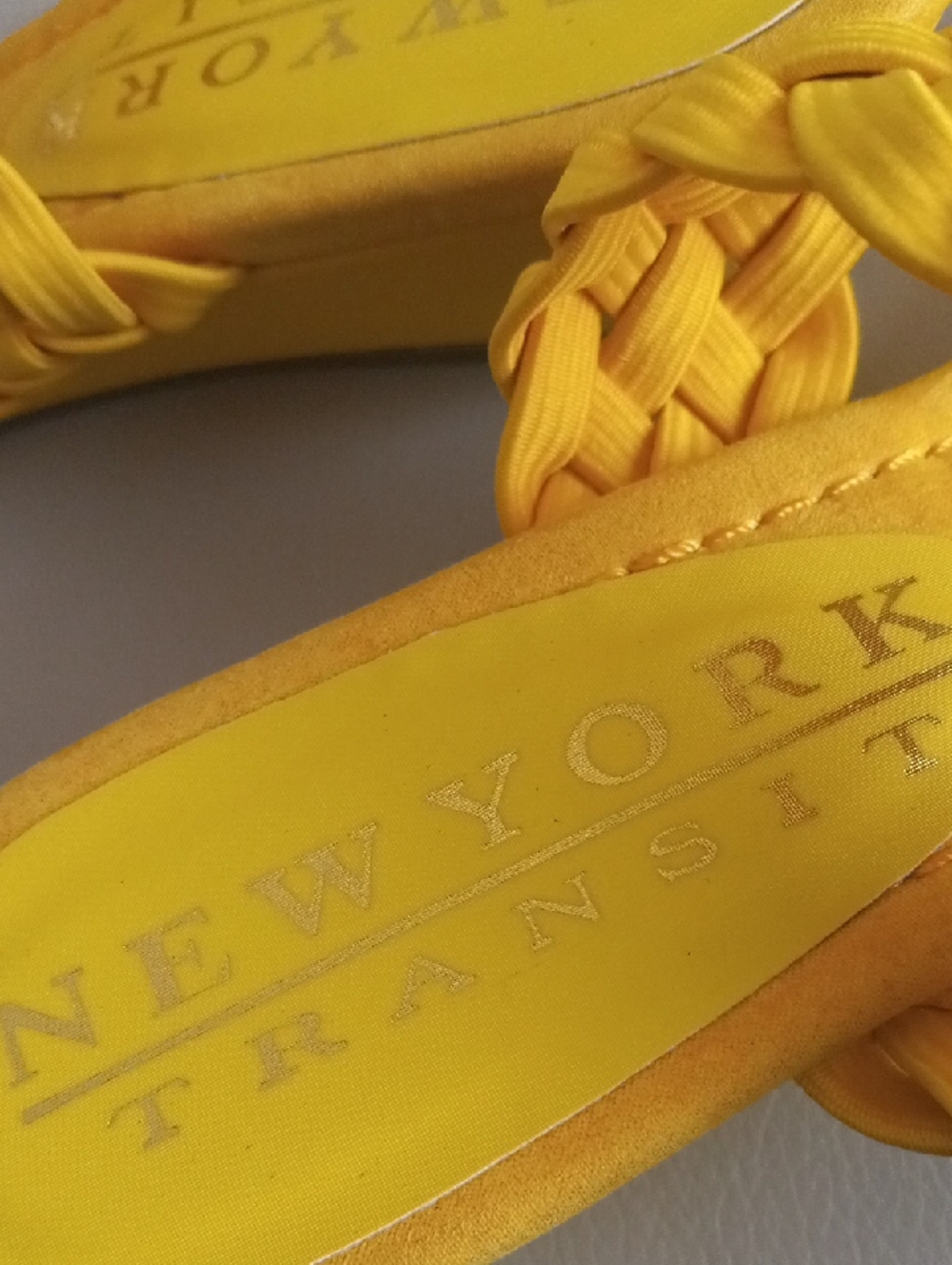 New York Transit Yellow Braided Double-Strap Slide Mules Size 7.5M - Picture 7 of 16